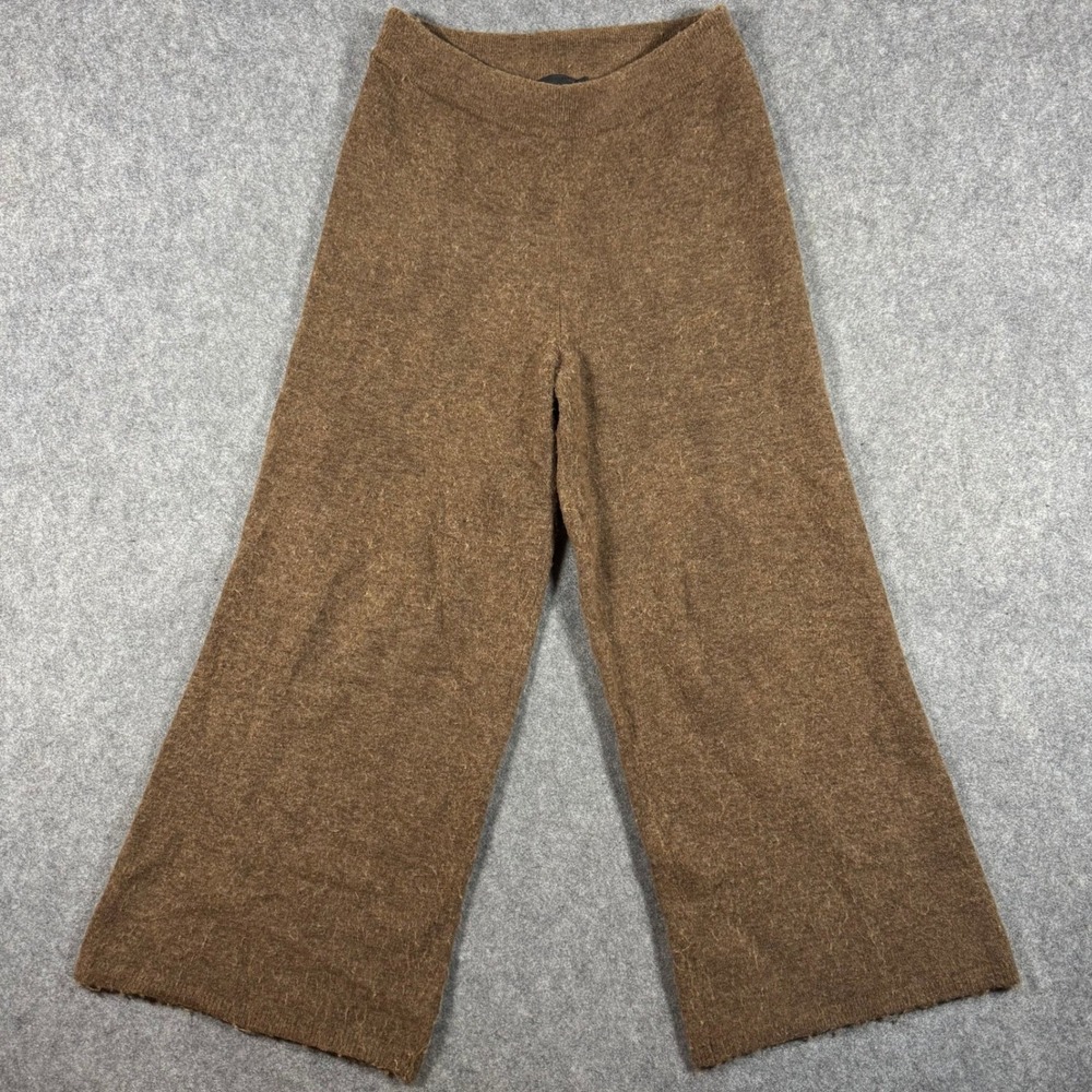 Jenni Kayne Knit Pants Womens S Brown Cashmere Merino Wool Wide Leg High Rise